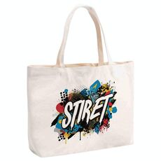 Borsa a mano in tela stampata con alfabeto, stampa su richiesta, dimensioni: 30x40x10 cm (beige)