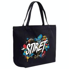 Borsa a mano in tela stampata con alfabeto, stampa su richiesta, dimensioni: 30x40x10 cm (nero)