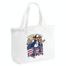 Borsa a mano in tela stampata per ragazzo, stampa su richiesta, dimensioni: 20x30x10 cm (bianco)