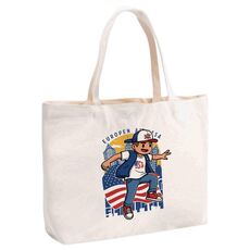 Borsa a mano in tela stampata per ragazzo, stampa su richiesta, dimensioni: 20x30x10 cm (beige)