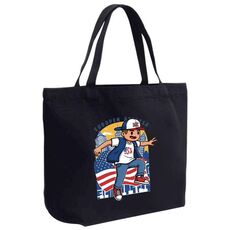 Borsa a mano in tela stampata per ragazzo, stampa su richiesta, dimensioni: 30x40x10 cm (nero)