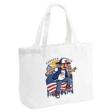 Borsa a mano in tela stampata per ragazzo, stampa su richiesta, dimensioni: 35x45x15 cm (bianco)