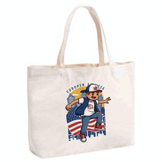 Borsa a mano in tela stampata per ragazzo, stampa su richiesta, dimensioni: 35x45x15 cm (beige)