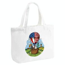 Borsa a mano in tela stampata con palloncino, stampa su richiesta, dimensioni: 20x30x10 cm (bianco)