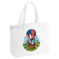 Borsa a mano in tela stampata con palloncino, stampa su richiesta, dimensioni: 30x40x10 cm (bianco)