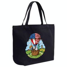 Borsa a mano in tela stampata con palloncino, stampa su richiesta, dimensioni: 30x40x10 cm (nero)