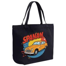 Borsa a mano in tela stampata con auto, stampa su richiesta, dimensioni: 20x30x10 cm (nero)