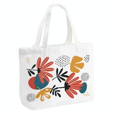 Borsa a mano in tela stampata con fiori, stampa su richiesta, dimensioni: 20x30x10 cm (bianco)