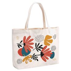 Borsa a mano in tela stampata con fiori, stampa su richiesta, dimensioni: 20x30x10 cm (beige)