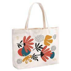 Borsa a mano in tela stampata con fiori, stampa su richiesta, dimensioni: 30x40x10 cm (beige)