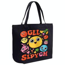 Borsa a mano in tela stampata con faccia buffa, stampa su richiesta, dimensioni: 20x30x10 cm (nero)