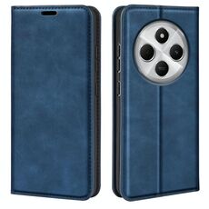 Per Xiaomi Redmi 14C 4G Retro-skin Custodia in pelle con ventosa magnetica (blu scuro)