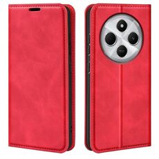 Per Xiaomi Redmi 14C 4G Retro-skin Custodia in pelle con ventosa magnetica (rosso)
