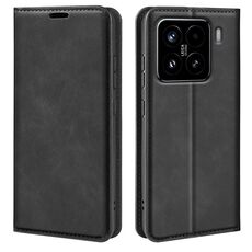 Per Xiaomi 15 Custodia in pelle con ventosa magnetica Retro-skin (nera)