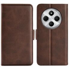 Per Xiaomi Redmi 14C 4G Custodia in pelle con fibbia magnetica orizzontale a doppio lato (marrone)