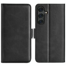 Per Samsung Galaxy S25+ 5G Custodia in pelle con chiusura magnetica orizzontale a doppio lato (nero)