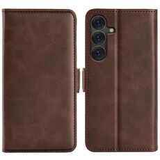 Per Samsung Galaxy S25+ 5G Custodia in pelle con fibbia magnetica orizzontale a doppio lato (marrone)