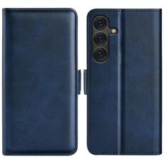 Per Samsung Galaxy S25+ 5G Custodia in pelle con chiusura magnetica orizzontale a doppio lato (blu scuro)