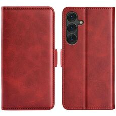 Per Samsung Galaxy S25+ 5G Custodia per telefono in pelle con fibbia magnetica orizzontale a doppio lato (rosso)