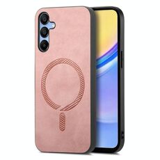 Per Samsung Galaxy A16 Custodia per telefono con retro in PU Magsafe tinta unita (rosa)