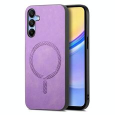 Per Samsung Galaxy A16 Custodia per telefono con retro in PU Magsafe tinta unita (viola)