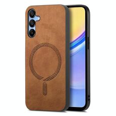 Per Samsung Galaxy A16 Custodia per telefono con retro in PU Magsafe tinta unita (marrone)