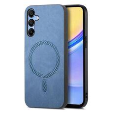 Per Samsung Galaxy A16 Custodia per telefono con retro in PU Magsafe tinta unita (blu)