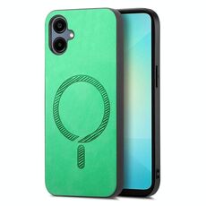 Per Samsung Galaxy A06 4G Custodia per telefono con retro in PU Magsafe tinta unita (verde)
