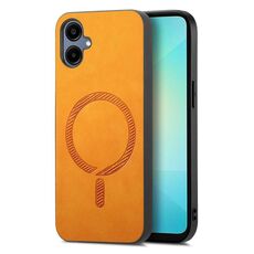 Per Samsung Galaxy A06 4G Custodia per telefono con retro in PU Magsafe tinta unita (giallo)