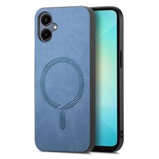 Per Samsung Galaxy A06 4G Custodia per telefono con retro in PU Magsafe tinta unita (blu)
