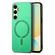 Per Samsung Galaxy A56 5G Custodia per telefono con retro in PU Magsafe tinta unita (verde)