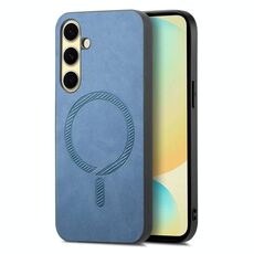 Per Samsung Galaxy A56 5G Custodia per telefono con retro in PU Magsafe tinta unita (blu)