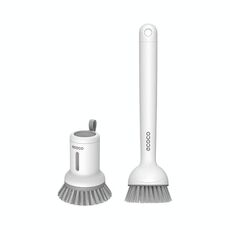 2 pezzi/set ecoco Pentola Spazzola per lavare i piatti Manico corto comprimibile + Manico lungo Spazzola girevole per lavare i piatti (bianco semplice)