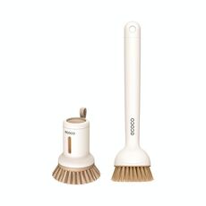 2 pezzi/set ecoco Pentola Spazzola per lavare i piatti Manico corto comprimibile + Manico lungo Spazzola girevole per lavare i piatti domestici (giallo crema)