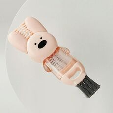 Spazzola per tazze 3 in 1, spazzola multifunzione per fessure, bottiglie, tazze isolate, scanalature, anelli in gomma per la pulizia (rosa)