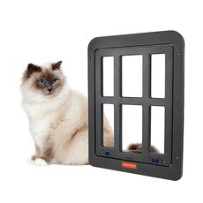 Porta a zanzariera per animali domestici, 25 x 31,5 cm, per gatti e cani, ingresso e uscita gratuiti, porta a traliccio (nero)