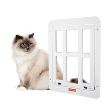 Porta a zanzariera per animali domestici, 25 x 31,5 cm, per gatti e cani, ingresso e uscita gratuiti, porta a traliccio (bianca)