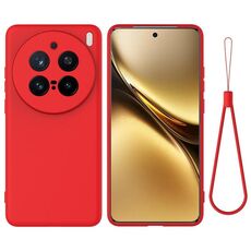 Per vivo X200 Pro Custodia per telefono antiurto in silicone liquido a tinta unita con copertura totale (rosso)