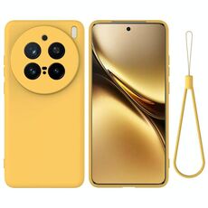 Per vivo X200 Pro Custodia per telefono antiurto in silicone liquido a tinta unita con copertura totale (giallo)