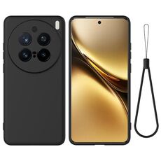 Per vivo X200 Pro Custodia per telefono antiurto in silicone liquido a tinta unita con copertura totale (nero)