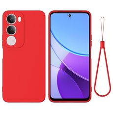 Per vivo Y29 5G Custodia per telefono antiurto in silicone liquido a tinta unita con copertura totale (rosso)