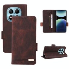Per Redmi Note 14 Pro 4G Custodia in pelle con chiusura magnetica (marrone)