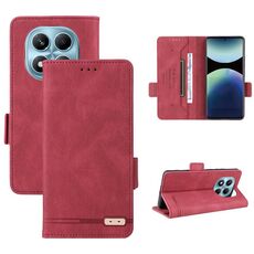 Per Redmi Note 14 Pro 4G Custodia in pelle con chiusura magnetica (rosso)
