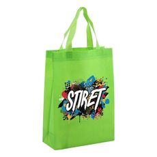 Borsa in tessuto non tessuto stampato con alfabeto, stampa su richiesta, dimensioni: 35x25x10 cm (verde frutta)