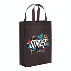 Borsa in tessuto non tessuto stampato con alfabeto, stampa su richiesta, dimensioni: 35x25x10 cm (caffè)