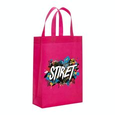 Borsa in tessuto non tessuto stampato con alfabeto, stampa su richiesta, dimensioni: 35x25x10 cm (rosso rosa)