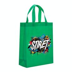 Borsa in tessuto non tessuto stampato con alfabeto, stampa su richiesta, dimensioni: 38x30x10 cm (verde erba)