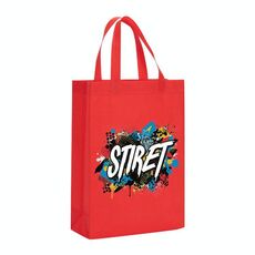 Borsa in tessuto non tessuto stampato con alfabeto, stampa su richiesta, dimensioni: 38x30x10 cm (rosso)