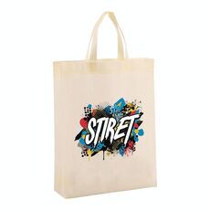 Borsa in tessuto non tessuto stampato con alfabeto, stampa su richiesta, dimensioni: 38x30x10 cm (beige)