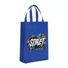 Borsa in tessuto non tessuto stampato con alfabeto, stampa su richiesta, dimensioni: 41x35x12 cm (blu reale)